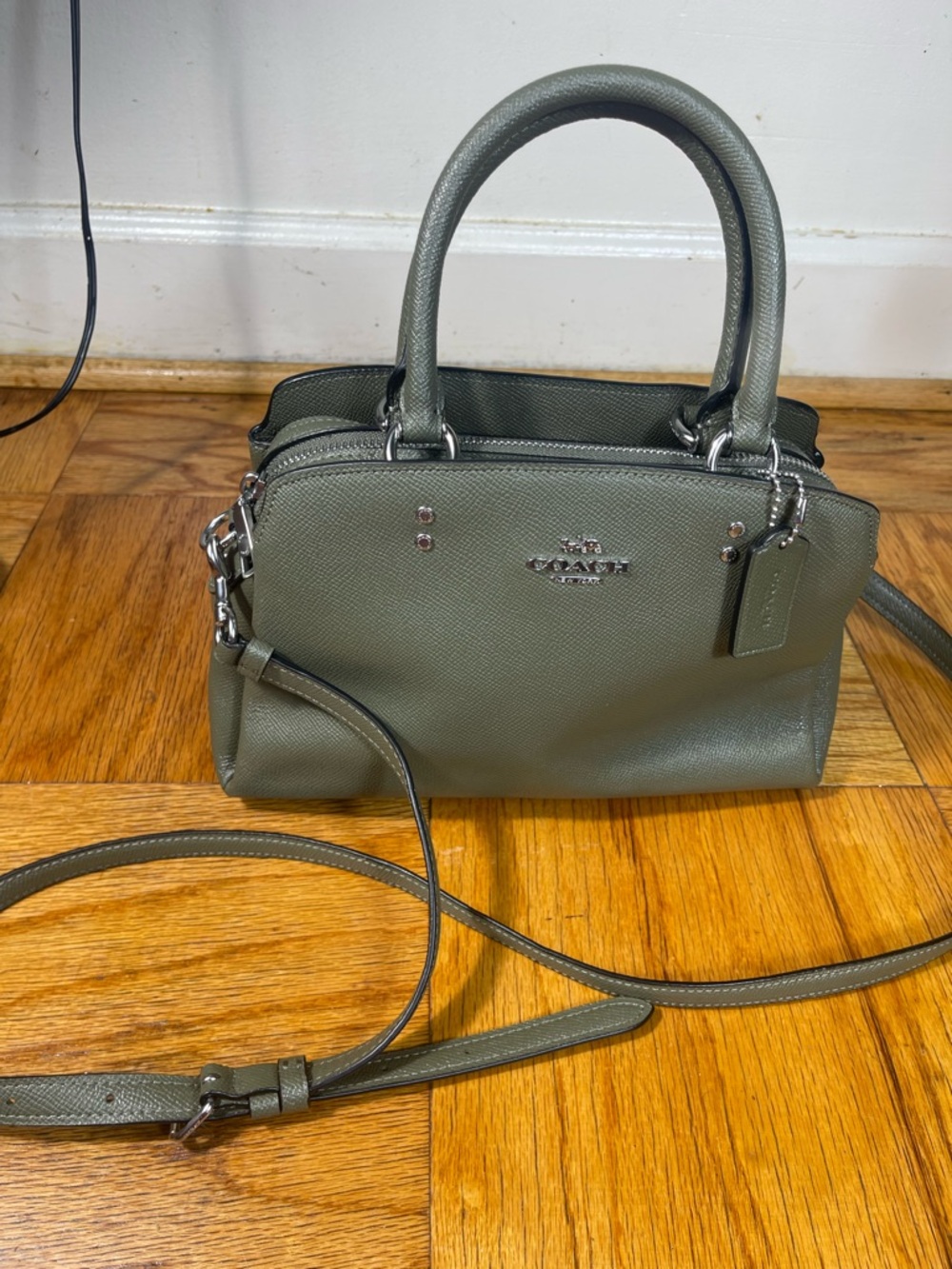 Coach Leather Mini LILLE CRY Olive Green Women's Satchel crossbody bag